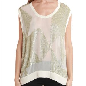 IRO sheer white sequin blouse sleeveless